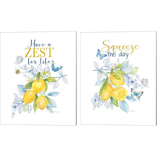 Lemon Sketch Book by Cynthia Coulter, 2 Piece Canvas Art Set 16x20